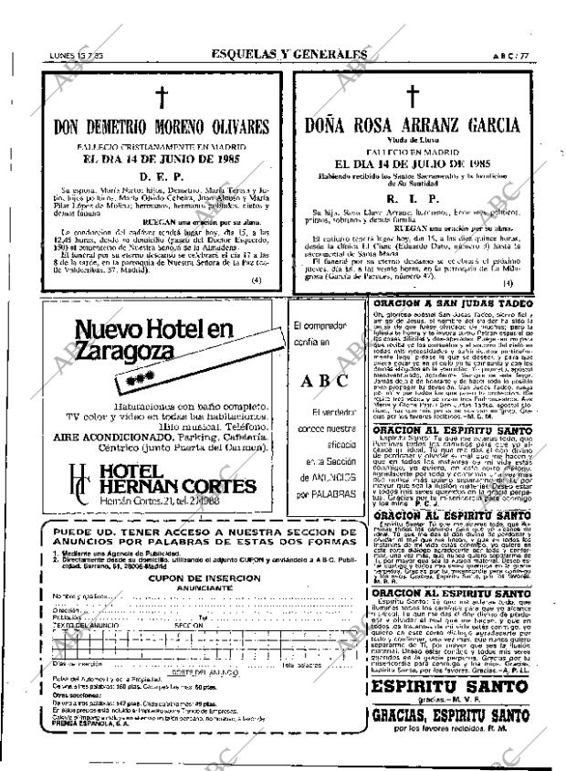 ABC MADRID 15-07-1985 página 77