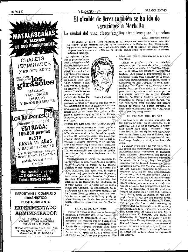 ABC SEVILLA 20-07-1985 página 38