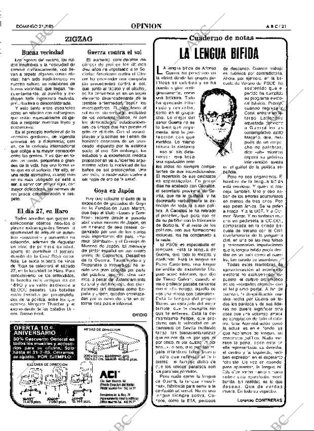 ABC MADRID 21-07-1985 página 21