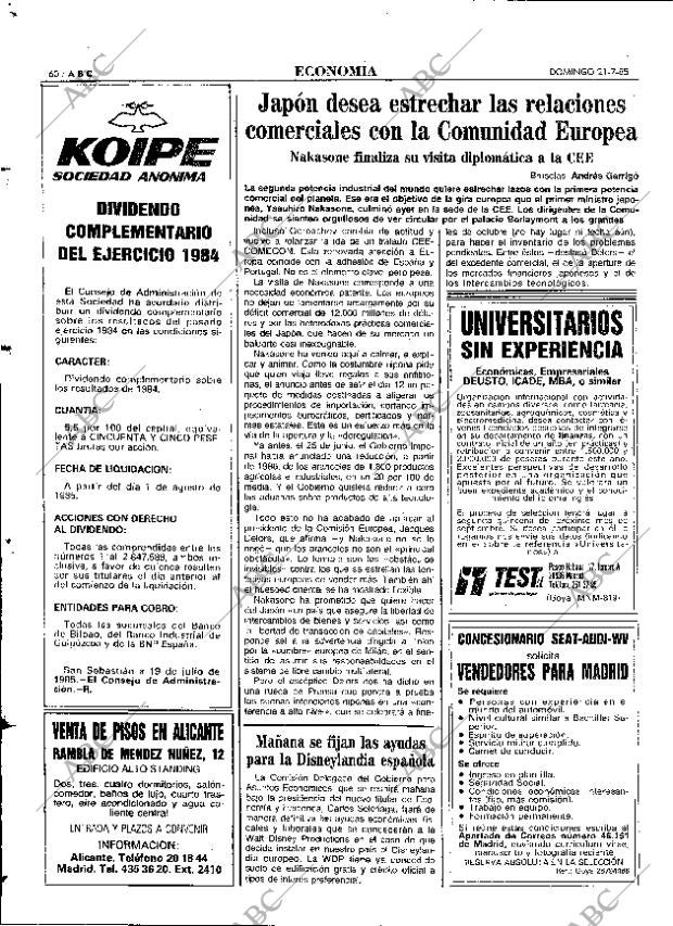 ABC MADRID 21-07-1985 página 60