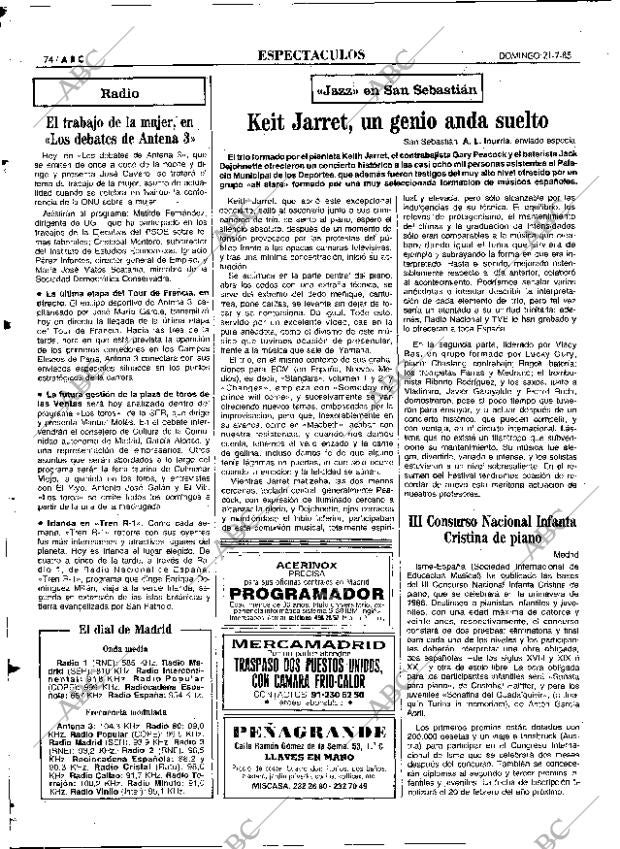 ABC MADRID 21-07-1985 página 74
