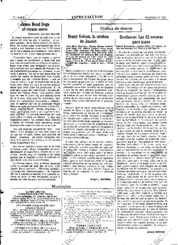 ABC MADRID 21-07-1985 página 76