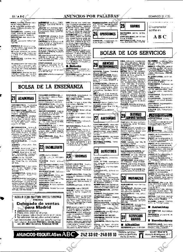 ABC MADRID 21-07-1985 página 88