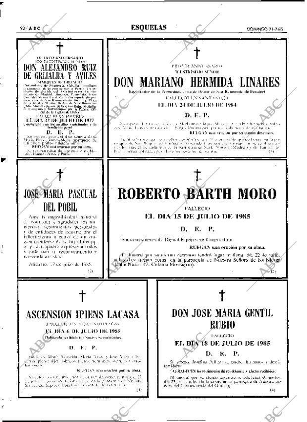 ABC MADRID 21-07-1985 página 92