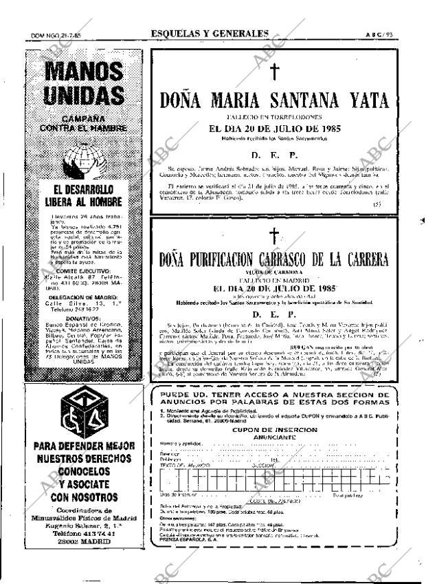 ABC MADRID 21-07-1985 página 93