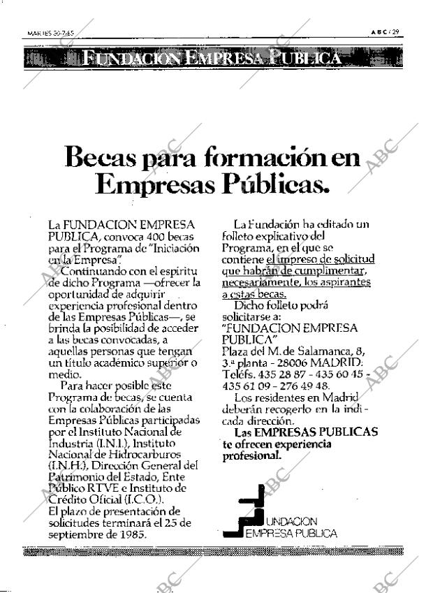 ABC MADRID 30-07-1985 página 29