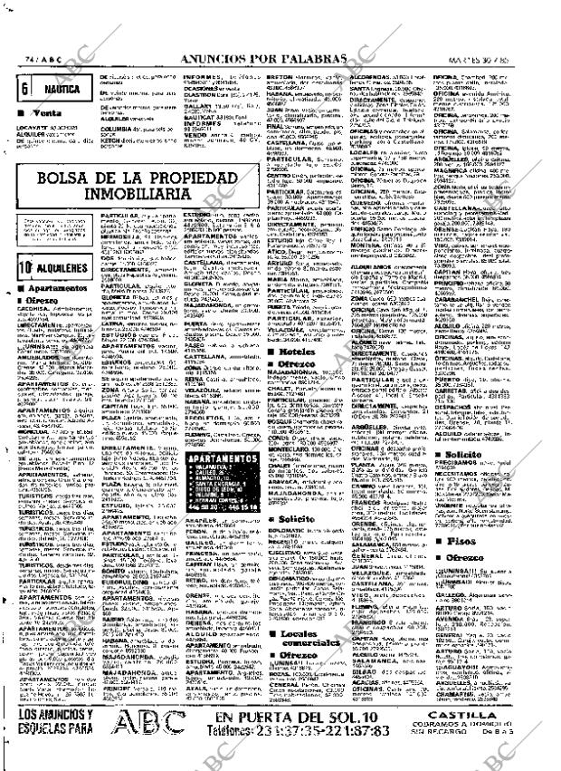 ABC MADRID 30-07-1985 página 74