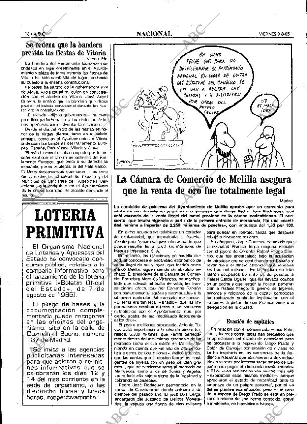 Periodico Abc Madrid 09 08 1985 Portada Archivo Abc