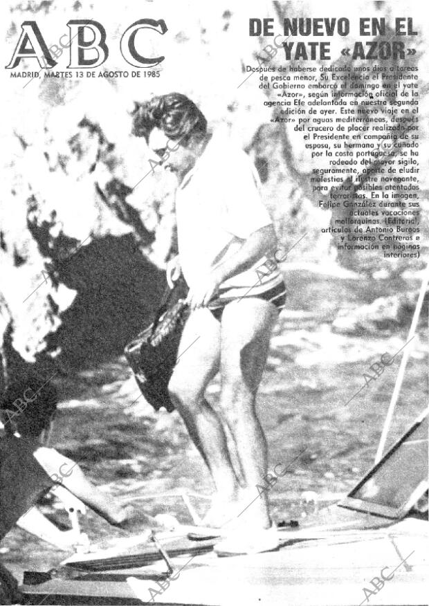 ABC MADRID 13-08-1985 página 1