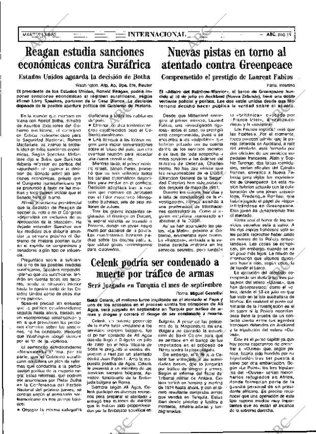ABC MADRID 13-08-1985 página 19