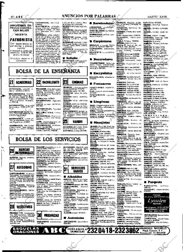 ABC MADRID 13-08-1985 página 60