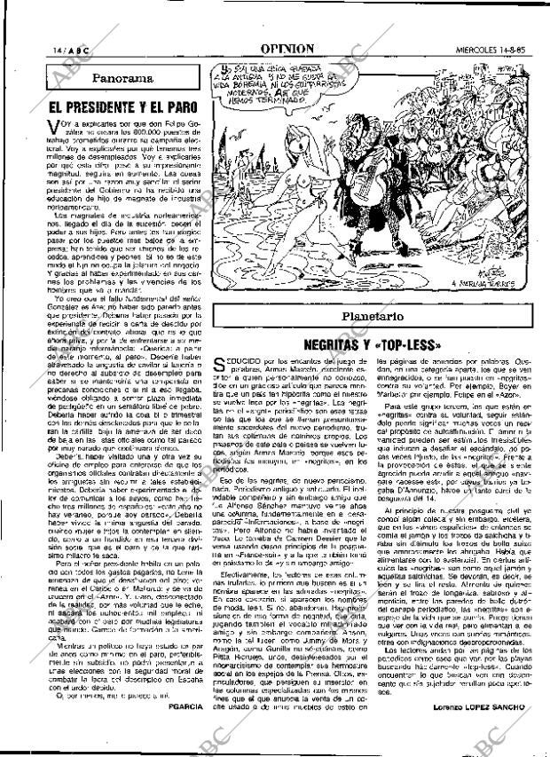 ABC MADRID 14-08-1985 página 14