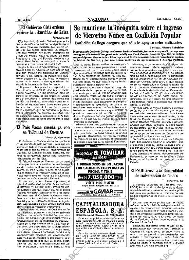 ABC MADRID 14-08-1985 página 18