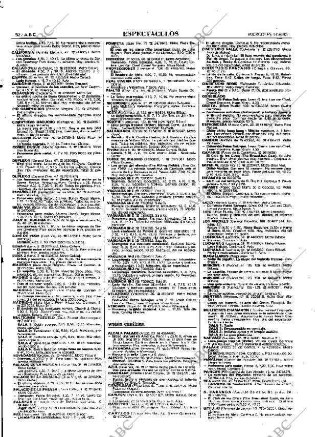 ABC MADRID 14-08-1985 página 52