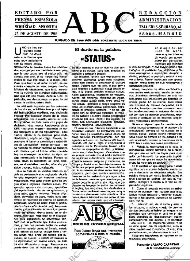 ABC MADRID 15-08-1985 página 3
