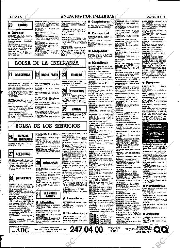 ABC MADRID 15-08-1985 página 64