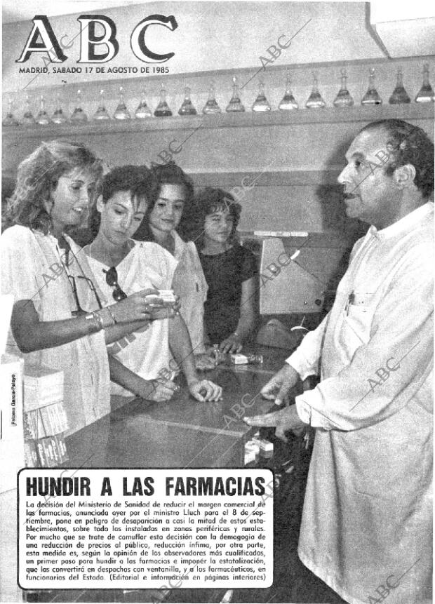 ABC MADRID 17-08-1985 página 1