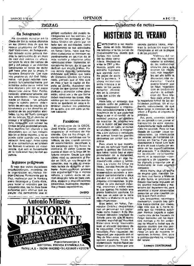 ABC MADRID 17-08-1985 página 13