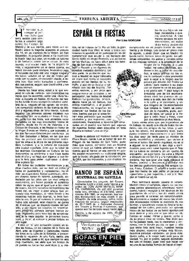 ABC MADRID 17-08-1985 página 22