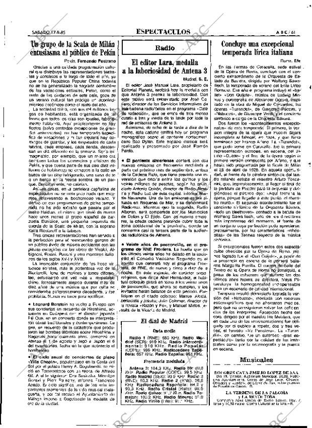 ABC MADRID 17-08-1985 página 61