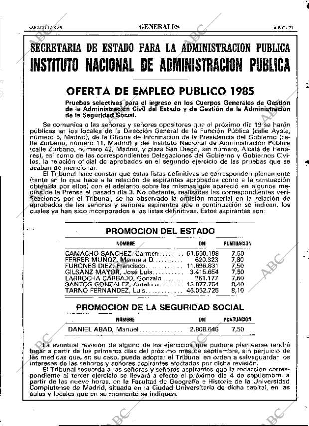 ABC MADRID 17-08-1985 página 71