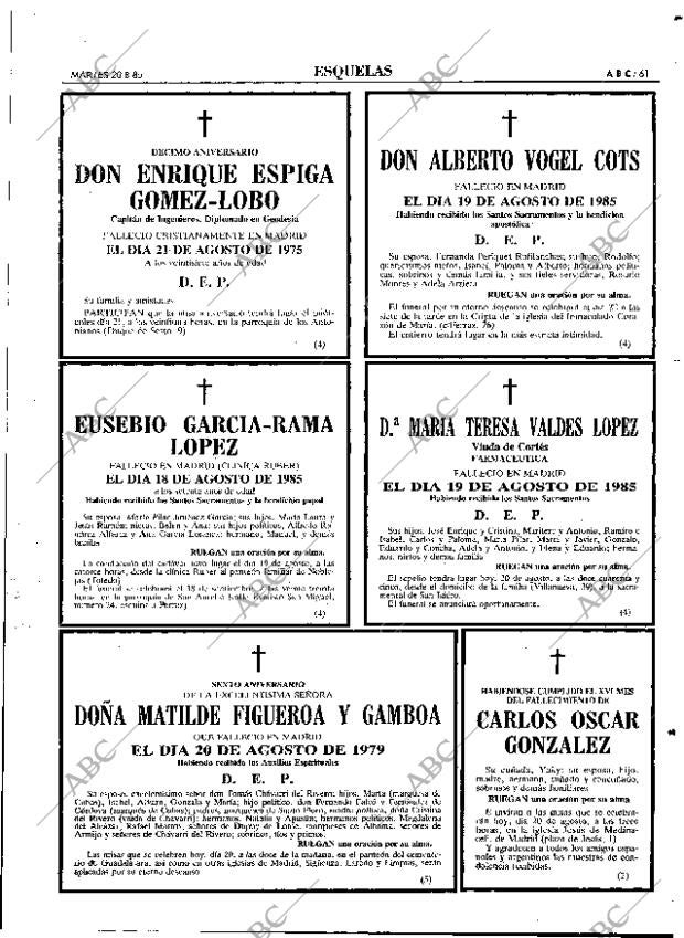 ABC MADRID 20-08-1985 página 61