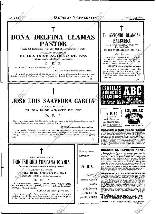 ABC MADRID 20-08-1985 página 62