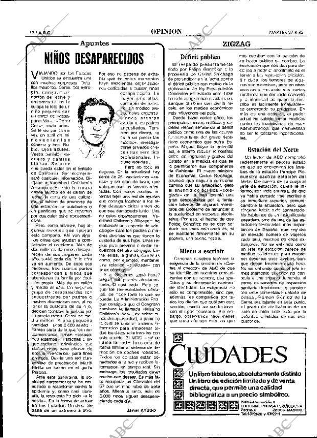ABC MADRID 27-08-1985 página 12