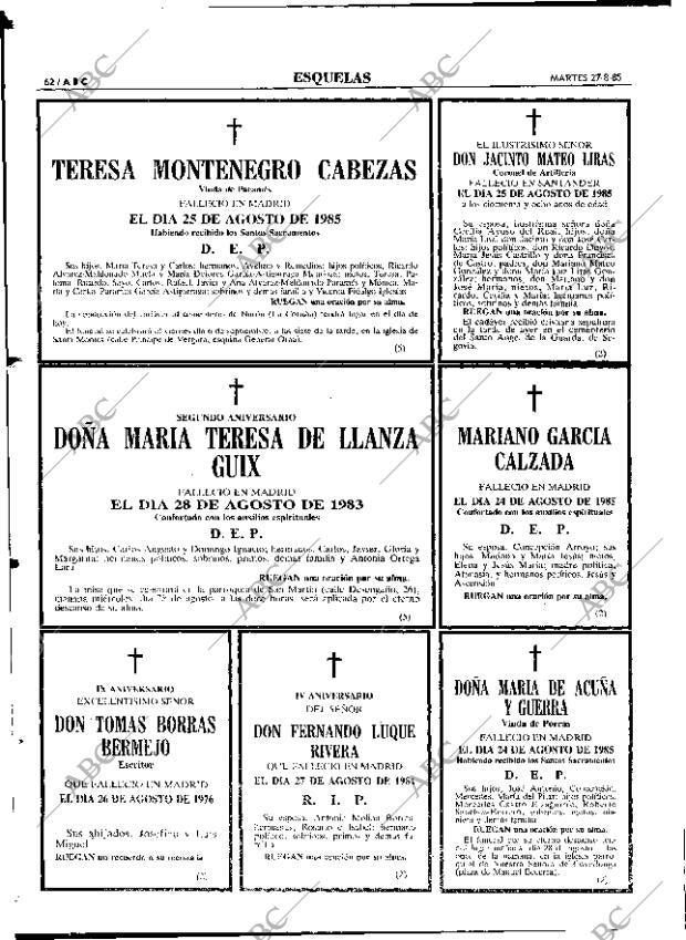 ABC MADRID 27-08-1985 página 62