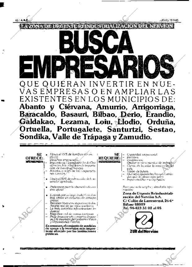 ABC MADRID 19-09-1985 página 62