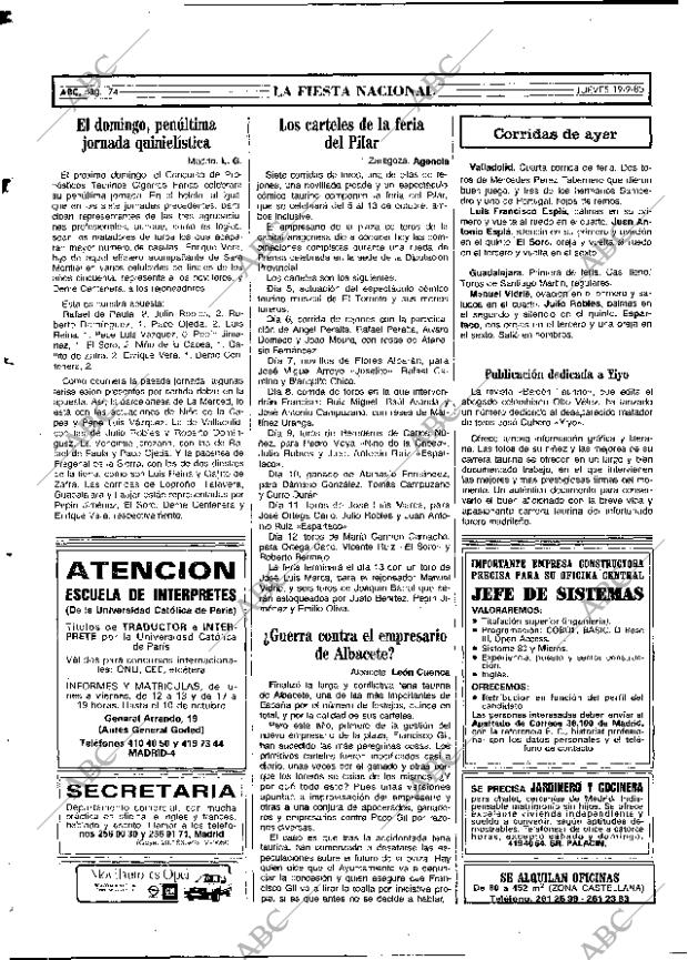 ABC MADRID 19-09-1985 página 74