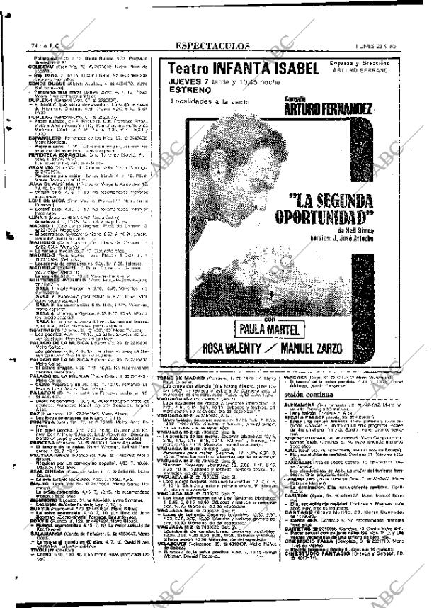 ABC MADRID 23-09-1985 página 74