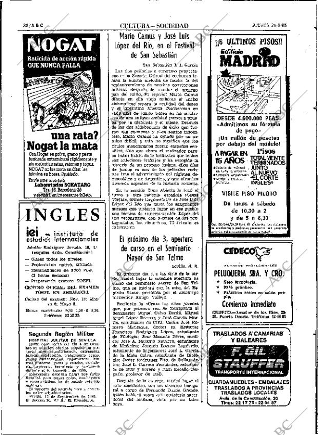 ABC SEVILLA 26-09-1985 página 38