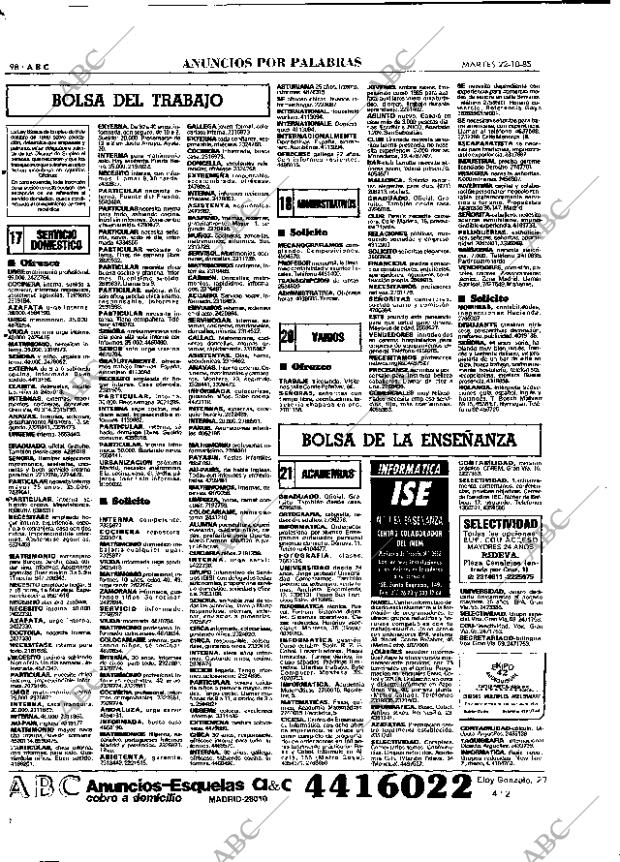 ABC MADRID 22-10-1985 página 98