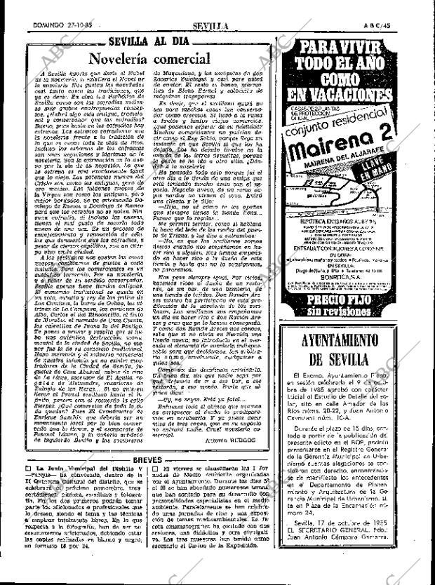 ABC SEVILLA 27-10-1985 página 45