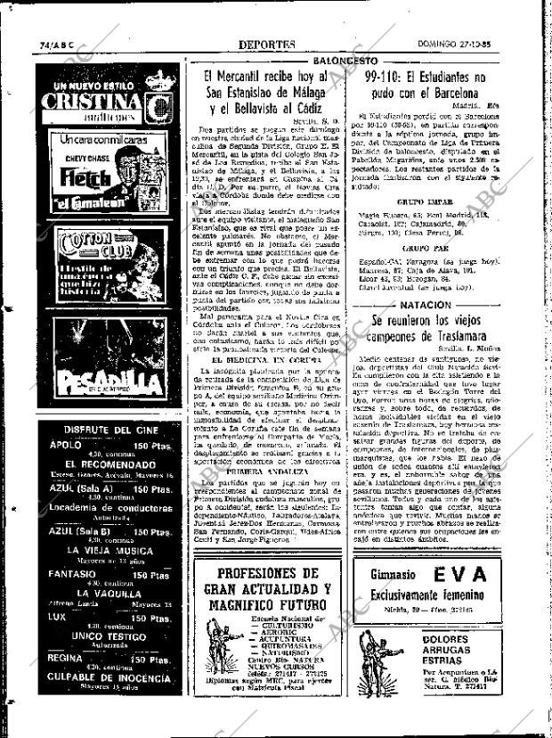 ABC SEVILLA 27-10-1985 página 74