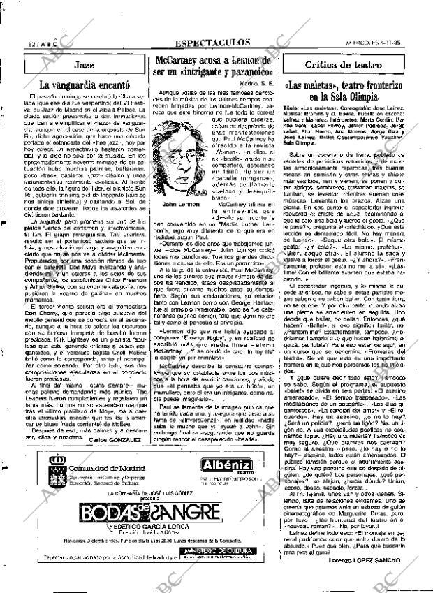 ABC MADRID 06-11-1985 página 82