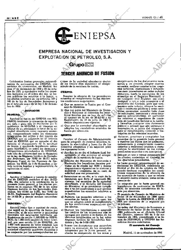 ABC MADRID 15-11-1985 página 66