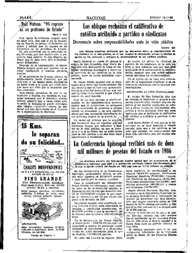ABC SEVILLA 16-11-1985 página 22