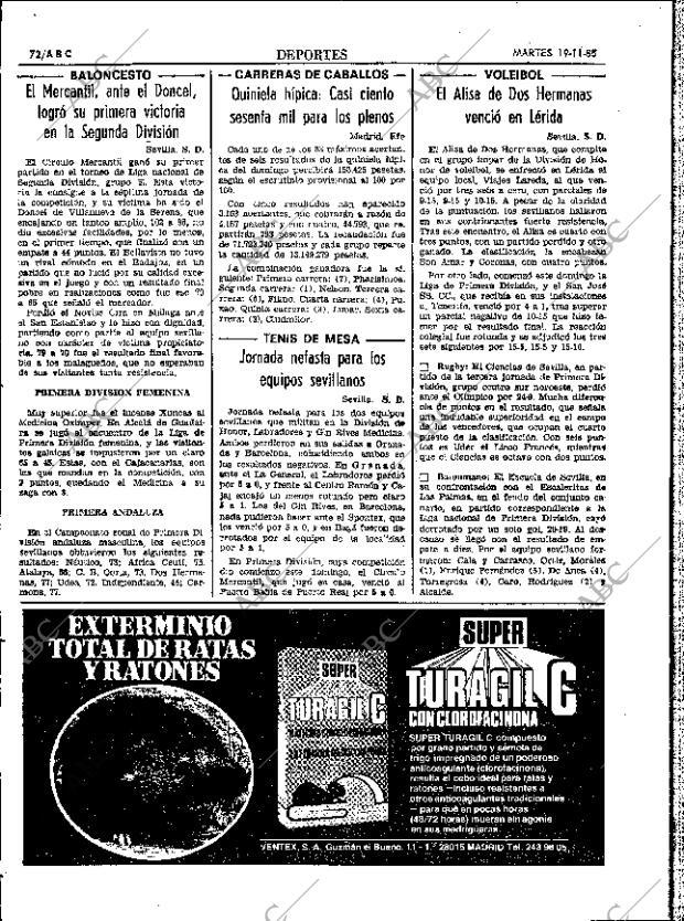ABC SEVILLA 19-11-1985 página 72