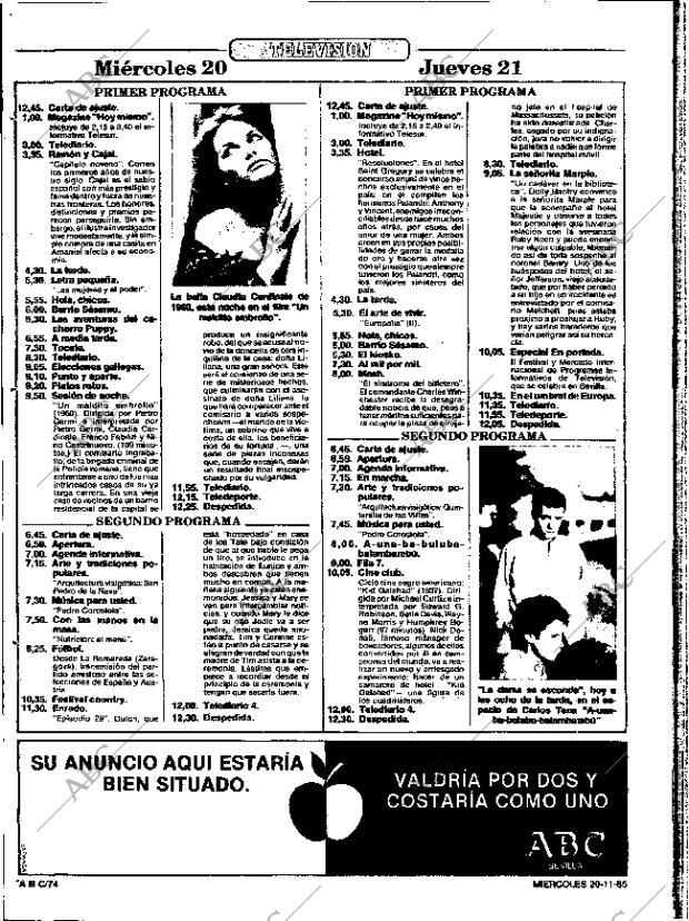 ABC SEVILLA 20-11-1985 página 74