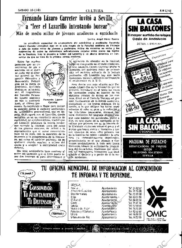 ABC SEVILLA 23-11-1985 página 45