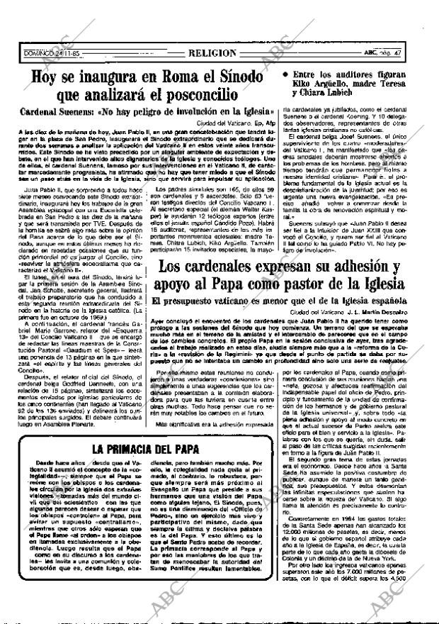 ABC MADRID 24-11-1985 página 47