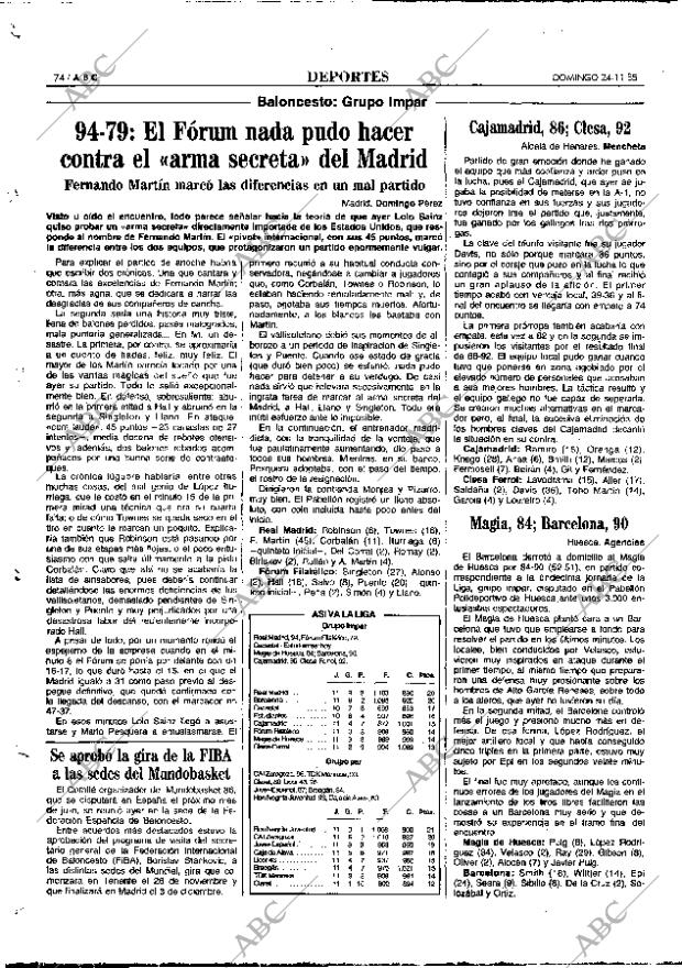 ABC MADRID 24-11-1985 página 74