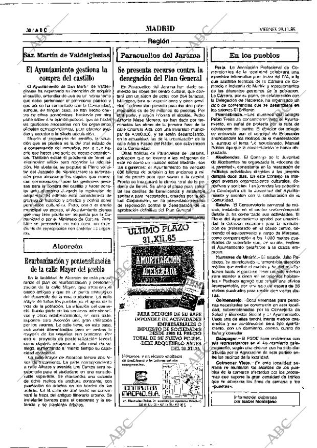 ABC MADRID 29-11-1985 página 38