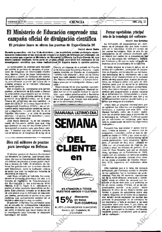 ABC MADRID 29-11-1985 página 47