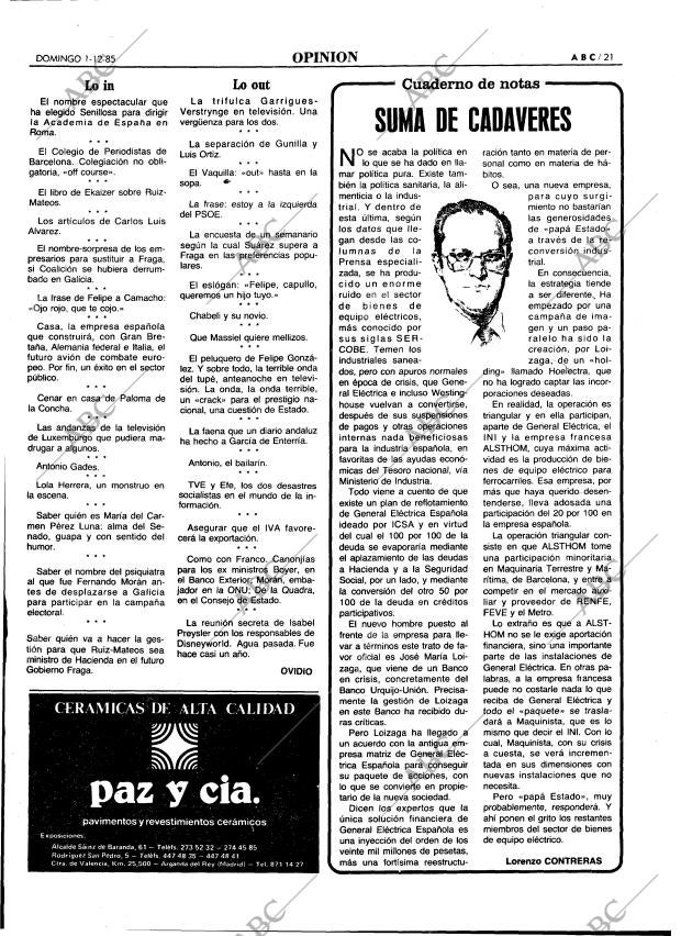 ABC MADRID 01-12-1985 página 21