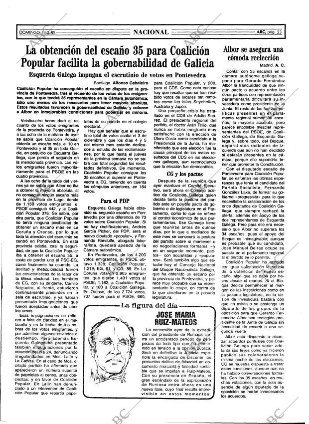 ABC MADRID 01-12-1985 página 23