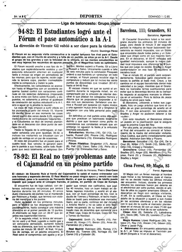 ABC MADRID 01-12-1985 página 84