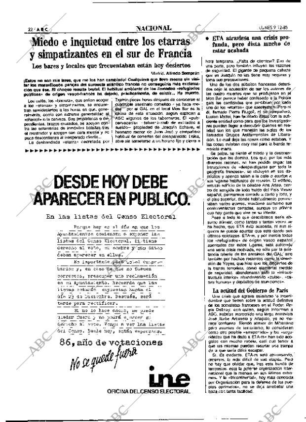 ABC MADRID 09-12-1985 página 22